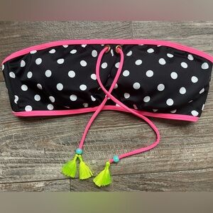 Victoria’s Secret Polka Dot Bikini Top Strapless Neon Tassels M